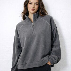 DAZY Gray Quarter Zip Pullover Sweatshirt | Size Large
